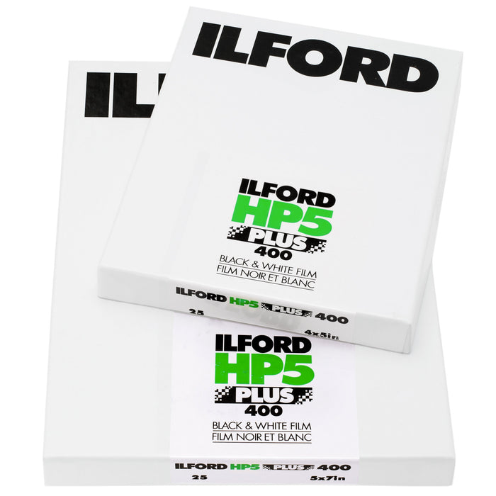 Ilford HP5 Plus 400 Black & White Negative 4 x 5" Sheet Film, 25 Sheets