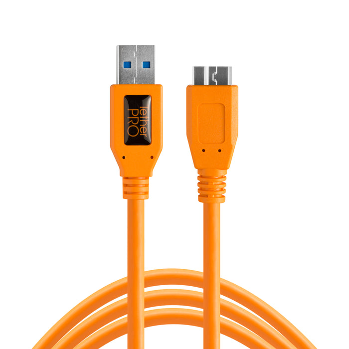 Tether Tools TetherPro USB 3.0 Male Type-A to USB 3.0 Micro-B Cable - 15 ft, Orange