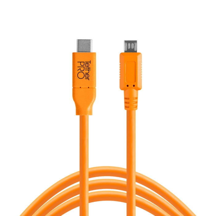Tether Tools TetherPro USB Type-C Male to 5-Pin Micro-USB 2.0 Type-B Male Cable - 15 ft, Orange