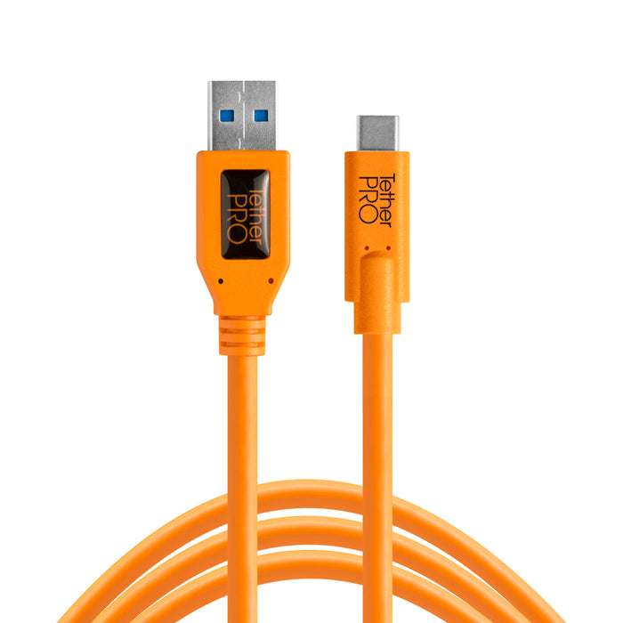 Tether Tools USB 3.0 TO USB-C - 15 ft, Orange