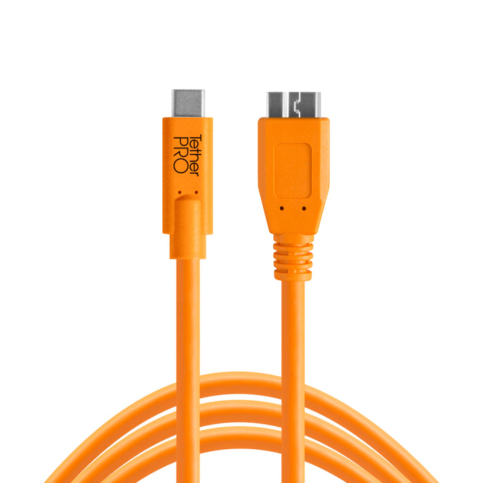 Tether Tools TetherPro USB Type-C Male to Micro-USB 3.0 Type-B Male Cable - 15 ft, Orange