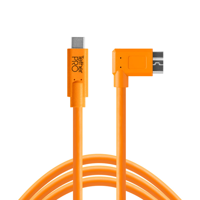 Tether Tools TetherPro USB Type-C Male to Micro-USB 3.0 Type B Right-Angle Male Cable - 15 ft, Orange