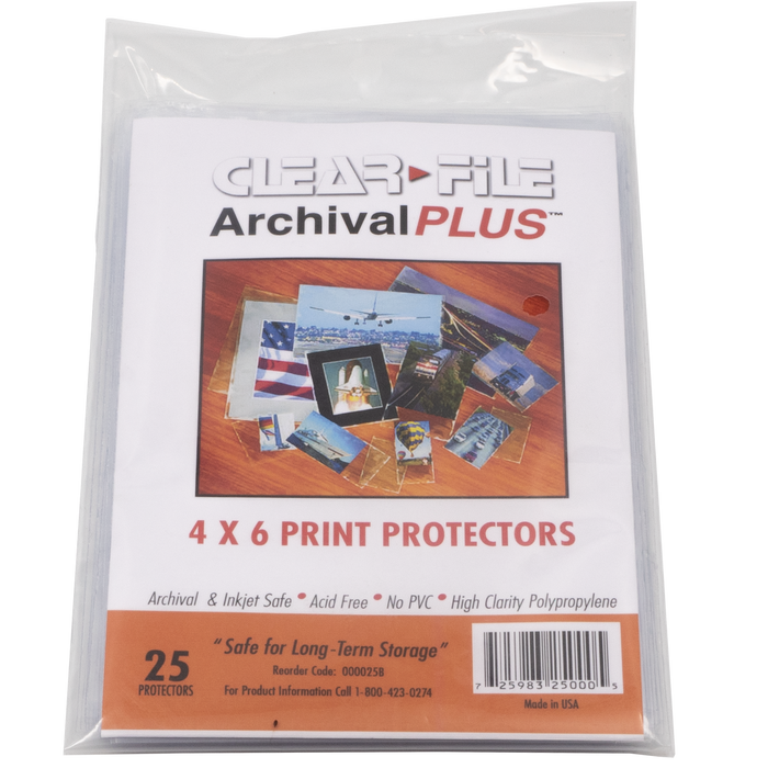 Clear File 4X6" Print Protectors - 25 Sheets