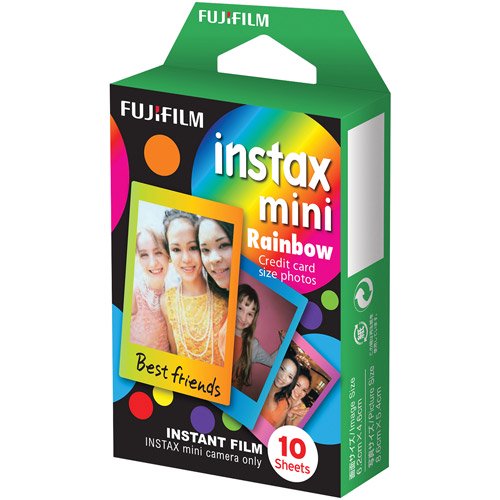 Fujifilm Instax Mini Film Rainbow Color Frame Film, 10 Exposures